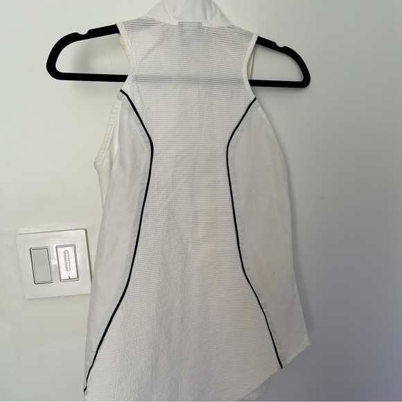 Josh Goot Sleeveless Cotton Tuxedo Blouse, White with details Black lines Sz S - Picture 5 of 9